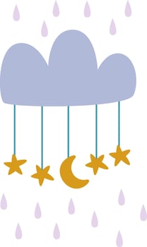 Rainy Cloud With Stars Hanging vector