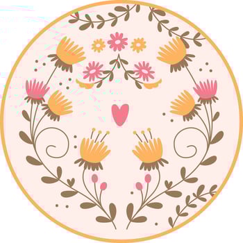Blooming Flowers Circle Tag Flat Illustration Icon vector