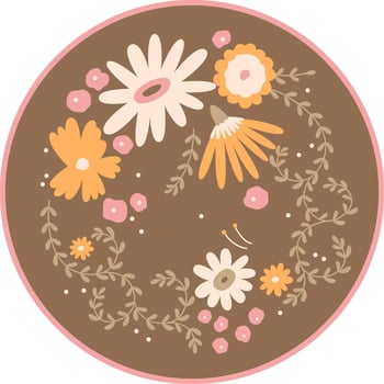 Blooming Flowers Circle Tag Icon vector