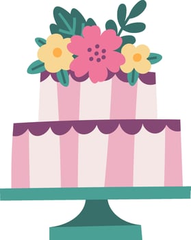 Cake With Flowers On Stand vector
