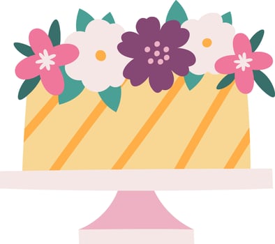Cake With Flowers On Stand Illustration vector