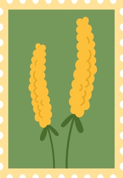 Postage Stamp With Flowers Hand Drawn vector