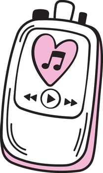 Portable Music Player Doodle vector