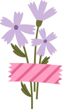 Flowers With Washi Tape Flat Illustration Icon vector