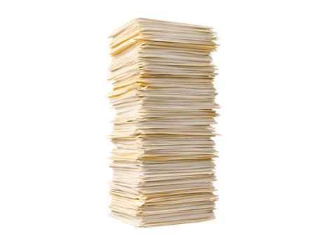 Stack of papers isolated on transparent background png