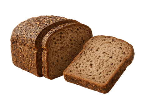 Sliced whole wheat bread isolated on transparent background png