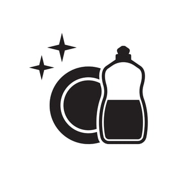 Clean tableware icon. Dish washing. Clean dishesicon icon. Washing dishes. Dishwashing icon. vector