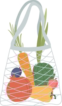 Mesh Bag With Products Flat Illustration vector