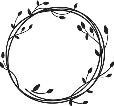 Icon Floral Circle Frame Wreath Silhouette vector