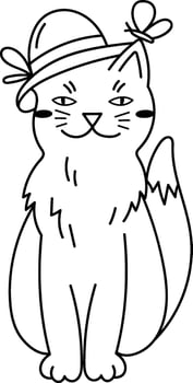 Cat With Hat Doodle vector