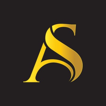 A S Initials Logo Design Gold on Black Background vector