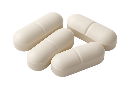 White pills isolated on transparent background png