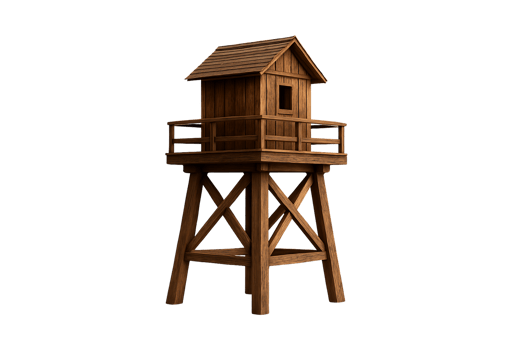 Wooden tower on transparent background png