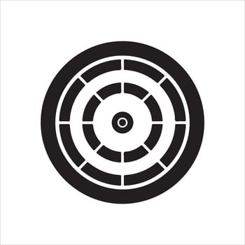 Black concentric circles with segmented rings and central dot on white target vector