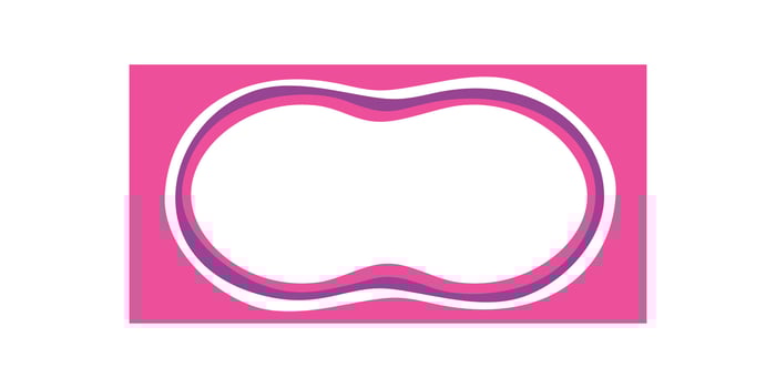 Groovy wavy rectangle retro border frame with outline forms a funky pop shape. Abstract y2k style graphic border as background element in pink and white for trendy contemporary design. vector