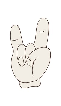Groovy retro hand gesture in a cartoon icon style. Funky pop symbol with beige color and a touch of y2k trend. Cool hand as groovy element for stylish playful modern design projects. vector