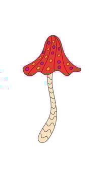 Groovy retro psychedelic mushroom with a playful cartoon look and trippy colorful magic shape sticker. Sticker art shroom element and y2k style, graphic retro vibe for fun sticker or patch. vector