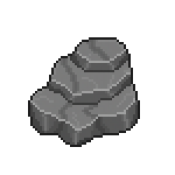 Pixel art of a gray-toned stepped rock on a transparent background png