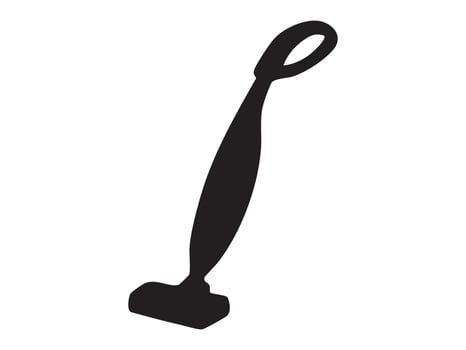 Black silhouette of upright vacuum cleaner icon isolated on white background. concept of cleaning, home appliance, household tool, floor care, design element vector