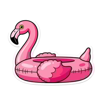 Pink flamingo pool float isolated on white background is a fun summer accessory for swimming and relaxation, perfect for vacation and beach parties, a cute and tropical design vector
