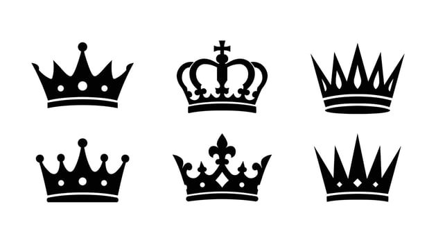 king and queen crown bundle collection vector