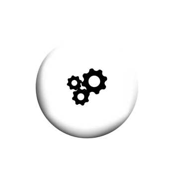 a black and white gear icon on a white button png
