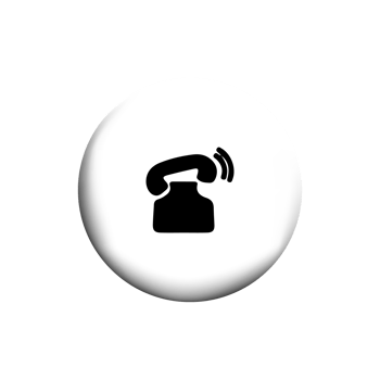 A black and white telephone icon on a white button png