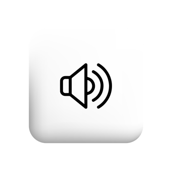 A white square button with a speaker icon png