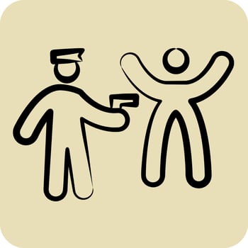 Icon Hands Up. related to Police symbol. hand drawn style. design editable vector