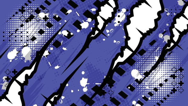 a blue and white background with a black and white design vector
