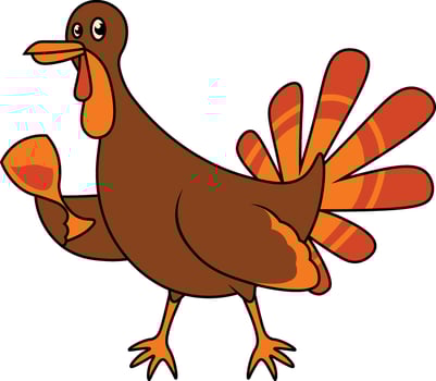 Cute Thanksgiving Turkey Illustration in Flat Design vector