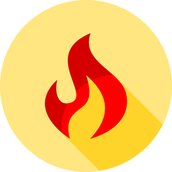 Red fire on yellow circle png