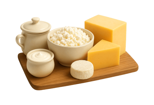Dairy products isolated on transparent background png