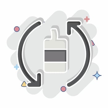 Icon Recyclabe Material. related to Recycling symbol. comic style. design editable vector