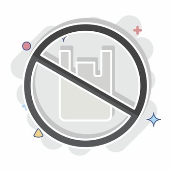 Icon No Plastic. related to Recycling symbol. comic style. design editable vector