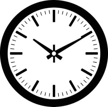 Clock showing ten minutes past ten isolated on white background vector