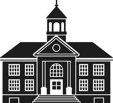 Historic School Building Silhouette - Education Architecture Illustration vector