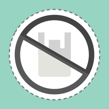 Sticker line cut No Plastic. related to Recycling symbol. design editable vector