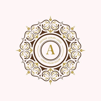 Elegant Vintage Style Luxury Initial A Letter Mandala Logo Design vector