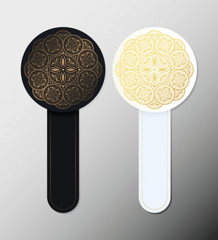 Elegant Decorative Circle Mandala Sticker Label with Gold Outline Detail vector