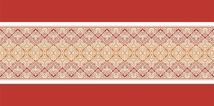 Ornamental Flat Design Border with Floral Decoration and Geometric Pattern vector