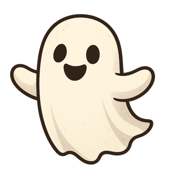 Cute Cartoon White Ghost Character Kawaii Halloween Costume Printable Transparent Background png