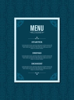 Elegant Decorative Restaurant Menu Template with Ornate Background Design vector