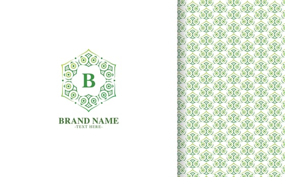 Modern Floral Letter B Initial Logo and Seamless Pattern Asset vector