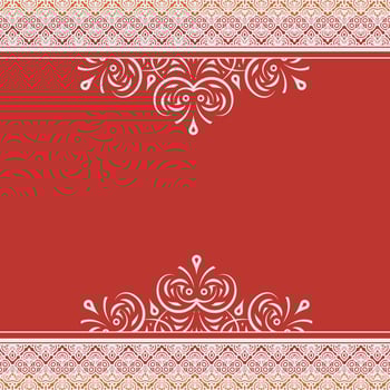 Ornate Decorative Floral Frame with Text Placeholder on Red Background vector