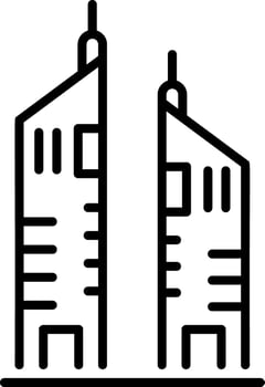 A linear style icon representing emirates towers vector