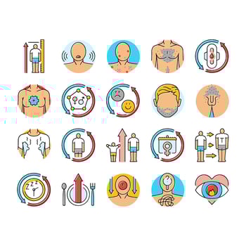adolescence puberty growth icons set design vector