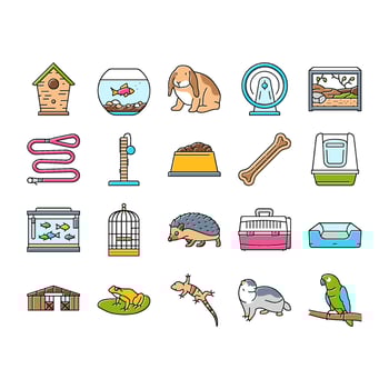 multi species home icons set object vector