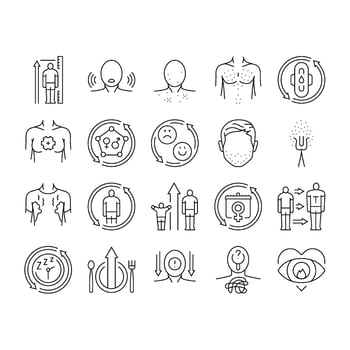 adolescence puberty growth icons set item vector