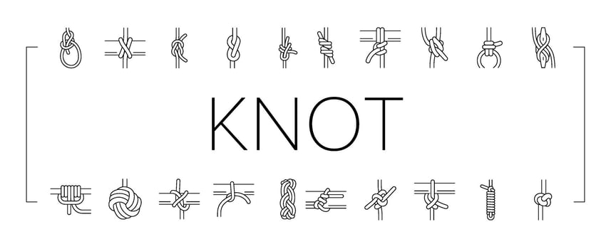 nautical knot rope marine icons set object vector
